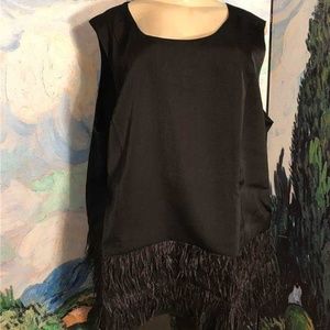 Denim 24/7  Black Lined Ostrich Feather Tunic Top